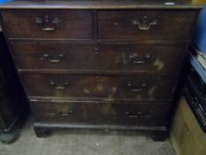 Georgian Style Square Fronted Chest of Drawers, two short and three graduated drawers on bracket