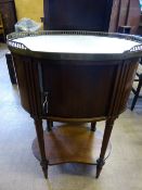 French Style Bed Side Night Table with a marble top and the inside lined with marble.