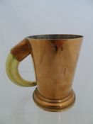 Copper Pint Mug; featuring a ram’s horn handle, engraved PH.V & Co, inscribed `To Pamela Handicap 36