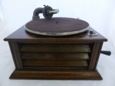 Antique Oak Cased Gramophone, Garrard Junior.