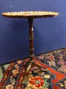 Antique Mahogany Occasional Table, with pie crust edge, with carved turned central pedestal on