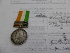 A King`s South Africa Medal 1901 - 02 to 2769 Pte R Brownlow, S Stafford Reg with two clasps with