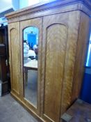 Antique Gentleman`s Wardrobe, the wardrobe having two side hanging wardrobe one with boot drawer,