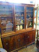 Reproduction Display Cabinet, the hand made with three cupboards under, 140 x 32 x 84 cms.