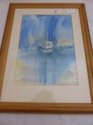 Original Watercolour of a Sailing Boat, signed DF Peg, approx 21 x 21 cms.