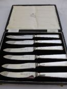 Garrard & Co Silver Tea Knife Set comprising of six silver handled knives, London hallmark.