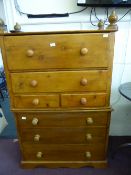 Two Stained Pine Chest of Drawers, with two short and two long drawers, approx. 99 x 82 x 48 cms.