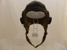 A World War One leather flying helmet