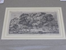 Framed Engraving of a Country Scene, signed in the plate, S Corbell dated 1776, 18 x 10 cms.
