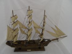 Wooden Model of a Frigate with name plaque Fragata Siglo XVIII. 85 x 60 cms.