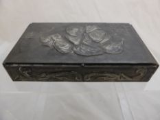 Arts and Crafts Style Box depicting a flower, 22 x 12 x 4 cms.