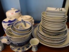Miscellaneous Contemporary Blue and White China, including five plates of various sizes, three