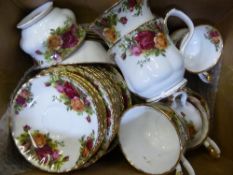 Royal Albert `Old Roses` tea set, comprising six coffee cups and saucers, six tea cups and