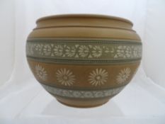 Royal Doulton Silicon Planter with daisies and Celadon green, beaded border, 19 cms.