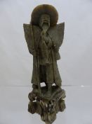 Soapstone Chinese Figure depicting a fisherman and his catch.