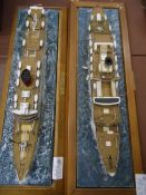 Two Wooden Models of Steam Ships, RMS Capetown Castle and RMS Orcades, 38 cms in length, on wooden