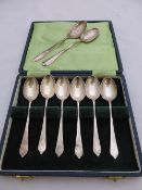 A set of six solid silver teaspoons Sheffield hallmark dated 1950/51 together with two other