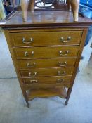 Reproduction Music Cabinet with five drawers, inlaid with brass handles on spade feet, 53 x 36 x