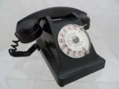 French Black Bakelite Rotary Telephone, white face, black dials. (w a f) £15-20