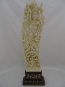 Early 20th Century Indian Ivory Figure of a Hindu Goddess (possible Lakshmi) ornately carved on a