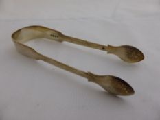 Pair of silver sugar tongs, mm W B ( possibly Bateman ) approx. 55gms.