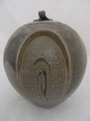 Studio Pottery Vase, Onion bulb shape, possibly by John Nutgens, stamped N to base. 24 cms h.