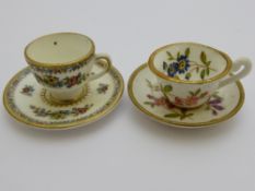 Two miniature porcelain cups and saucers, one being Coalport the other Hammersley (2)