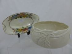 Clarice Cliff Newport Pottery Bowl together with a oval Mayling `Peony Rose` dish.