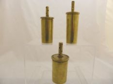 Three brass trench art bells, approx. 14 16 and 19 cms. high