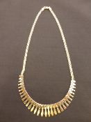 A 9ct gold drop link necklace, approx. 11 gms.