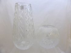 A Waterford crystal vase in tapered form, approx. 29 cms. high together with a Royal Brierley