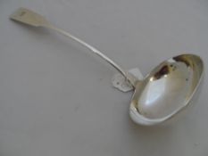 A large solid Provincial Scottish silver ladle, hallmarked Perth, 1791 - 1825, mm Robert Keat.