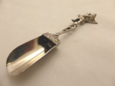 Silver Metal Caddy Spoon, cherub form handle.