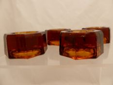 Four Amber Coloured Grand Piano Glass Foot Rests.