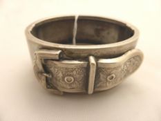 Silver Metal Buckle Cuff Bangle together with an enamel faced lady’s wrist watch and silver pocket