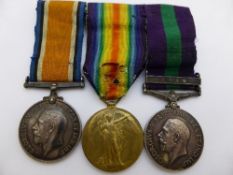 A group of three World War One medals to 3933 Cpl. J A Martin Rif. Brig. incl. Great War, Victory
