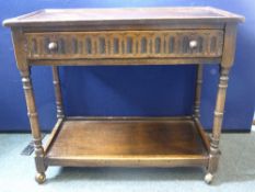 Oak Tea Trolley with single drawer.