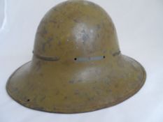 Collection of civil defence helmets - one being khaki annotated LCPT (Liverpool Corporation