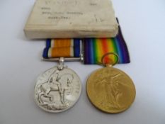 A Geat War and Victory Medal to Pte 2880 S R Barnes Surr Yeo later MMP