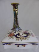 A Masons Blue Mandalay trinket dish with lid, approx. 16 x 13 x 4 cms. together with a Masons