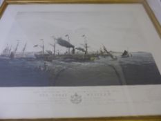 A hand coloured engraving entitled In commemoration of the Establishment of Steam navigation between