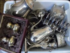 Collection of assorted silver plate incl. three oval trays, vegetable dish, butter dish, two sugar