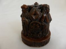 Intricately Carved Incense Vessel depicting wise men.