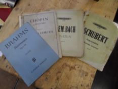 Assorted sheet music incl. Donizetti, Bach, Chopin, Heller, Mozart and other composers (2 boxes)