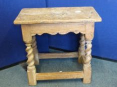 Antique Oak Stool on barley twist legs.