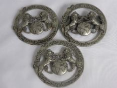 Three Pewter South American Insurance Club Badges