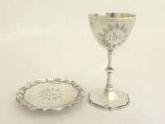 Miniature Solid Silver Sacrament Chalice and Patten, Victorian Birmingham hallmarked, dated 1871/