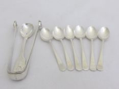 Set of Six Solid Silver Coffee Spoons, Sheffield hallmark, dated 1945/46, m.m possibly ThTh,