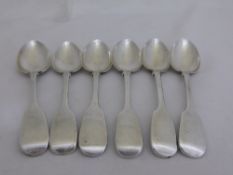 Solid Silver Georgian Tablespoons, the set of six London hallmarked, miscellaneous makers marks