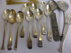Eight miscellaneous silver teaspoons including six Georgian teaspoons miscellaneous makers mark